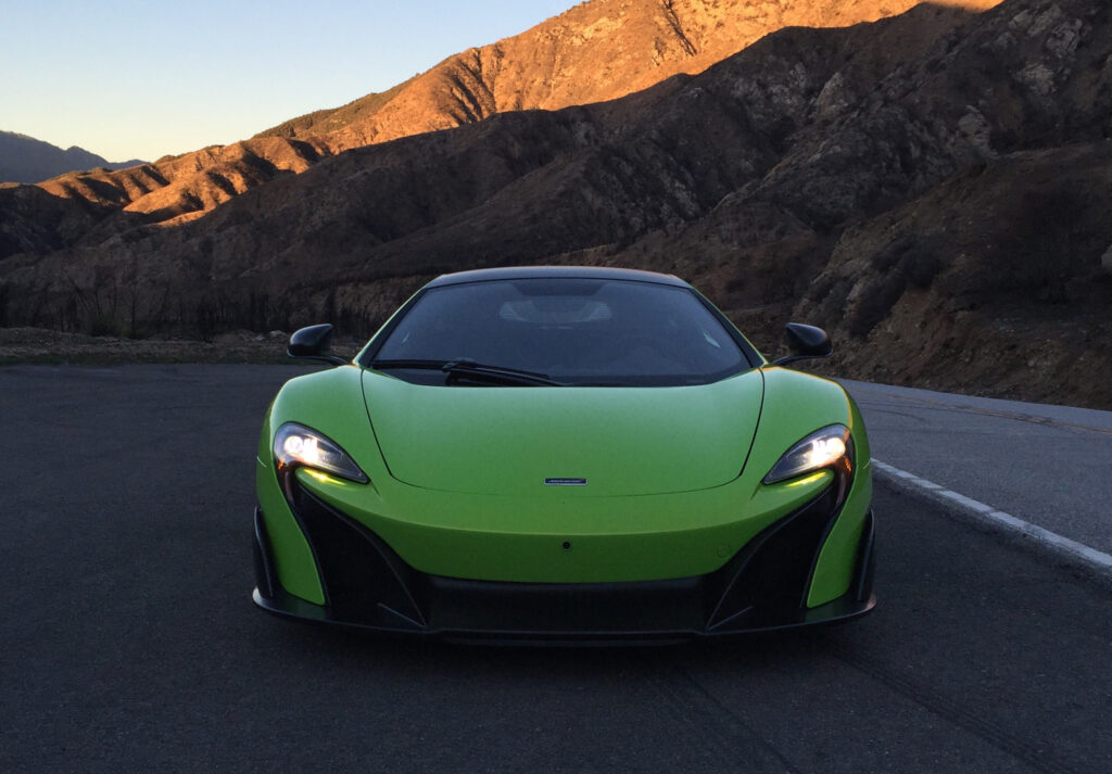 McLaren’s boomerang corporate symbol is repeated in the design of the headlights. The front-end lift system is excellent, the carbon-fiber aero pieces never scuffing, even on my steep drive entrance. 