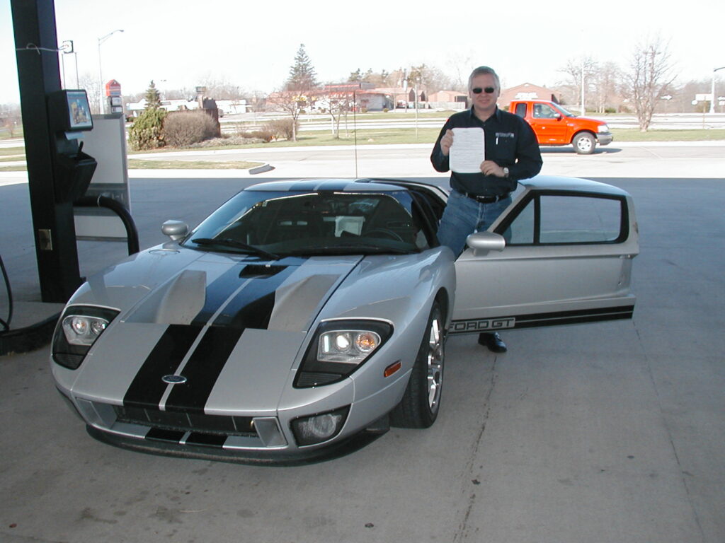Quality engineer Bob Brown. This development car was driven cross-country. 