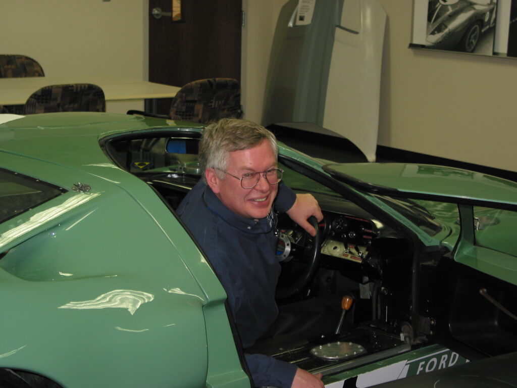 Robert "Bob" Brown served as quality engineer. Here he is in the original Ford GT that served as the press car in the 1960s. 