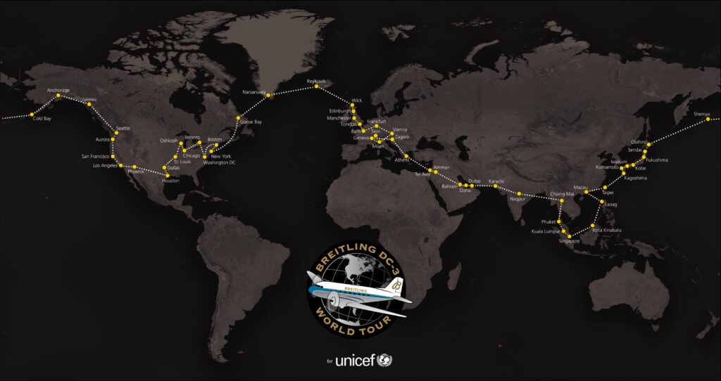 Path traveled circumnavigating the globe. 