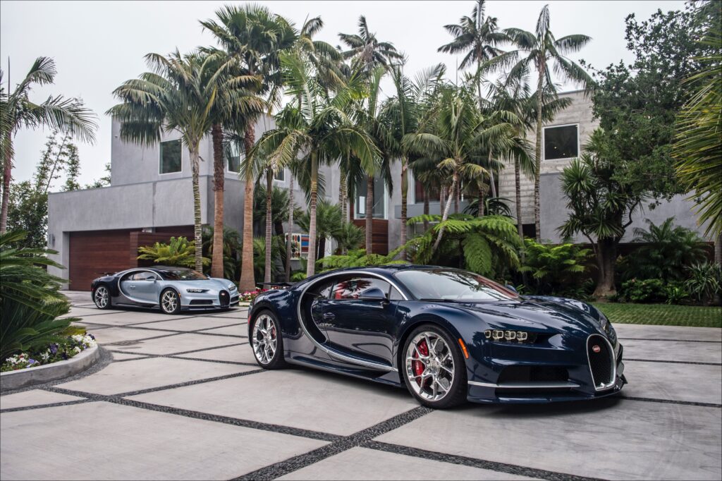 Test vehicles at Maison Bugatti Malibu. 