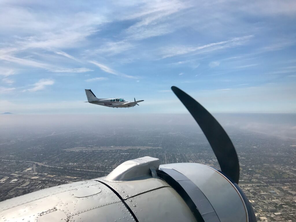 Our flight took us to the Hollywood sign. Here, the camera plane.